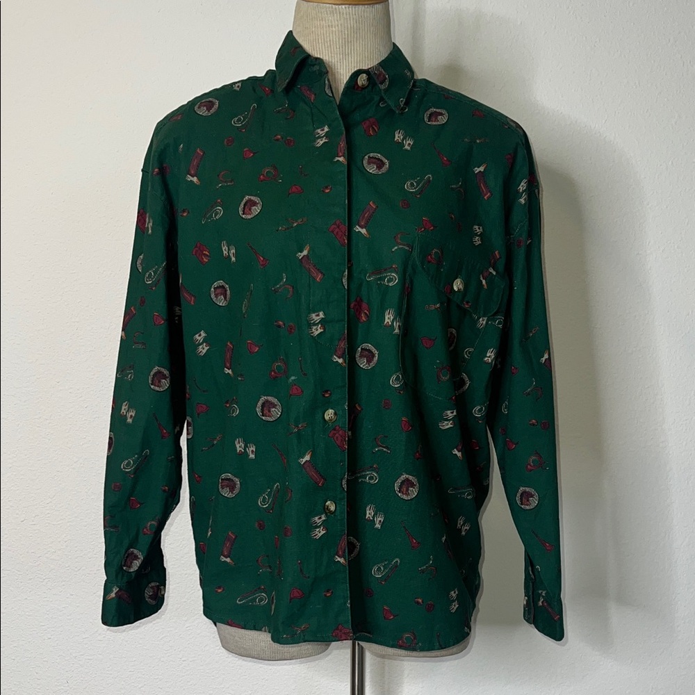 Kyoto Kasuals Vintage 80’s 90’s Western Horse Equestrian Themed Blouse